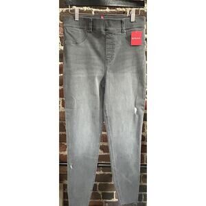 SPANX DISTRESSED ANKLE SKINNY JEANS LEGGINGS VINTAGE GREY SIZE LARGE NWT